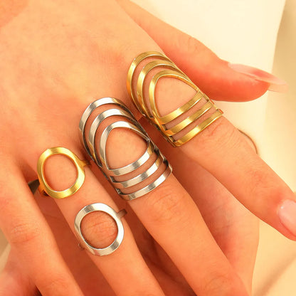 Titanium Steel 18K Gold Plated Nordic Style Simple Style Geometric Rings