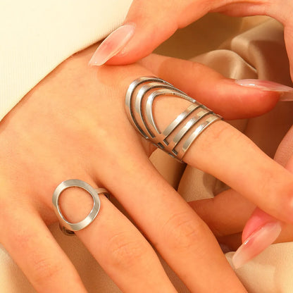 Titanium Steel 18K Gold Plated Nordic Style Simple Style Geometric Rings