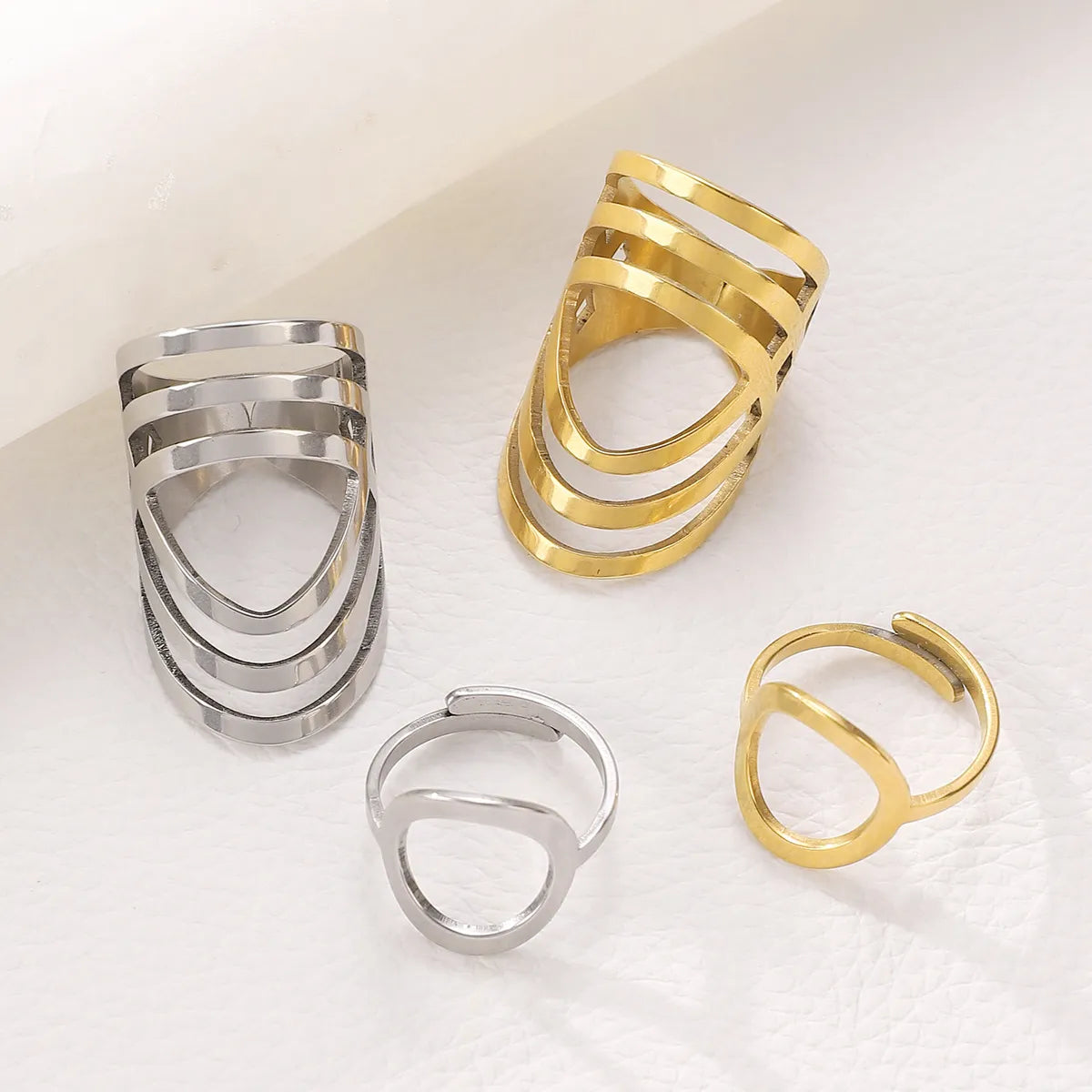 Titanium Steel 18K Gold Plated Nordic Style Simple Style Geometric Rings