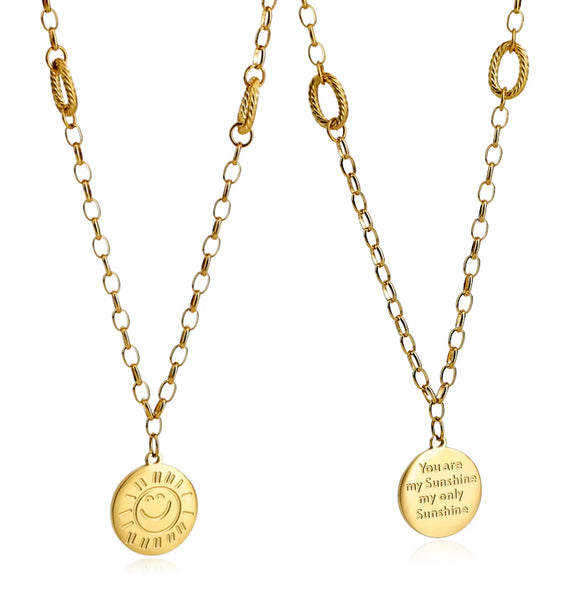 Titanium Steel 18K Gold Plated Romantic Simple Style Sun Letter Pendant Necklace