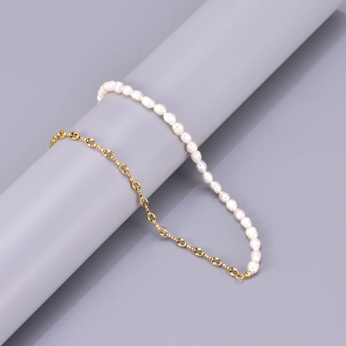 Wholesale Jewelry Simple Style Classic Style Pearl 304 Stainless Steel Titanium Steel Freshwater Pearl 18K Gold Plated Beaded Plating Bracelets Necklace