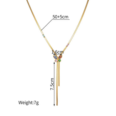 Titanium Steel 18K Gold Plated Simple Style Classic Style Plating Inlay Butterfly Artificial Gemstones Pendant Necklace