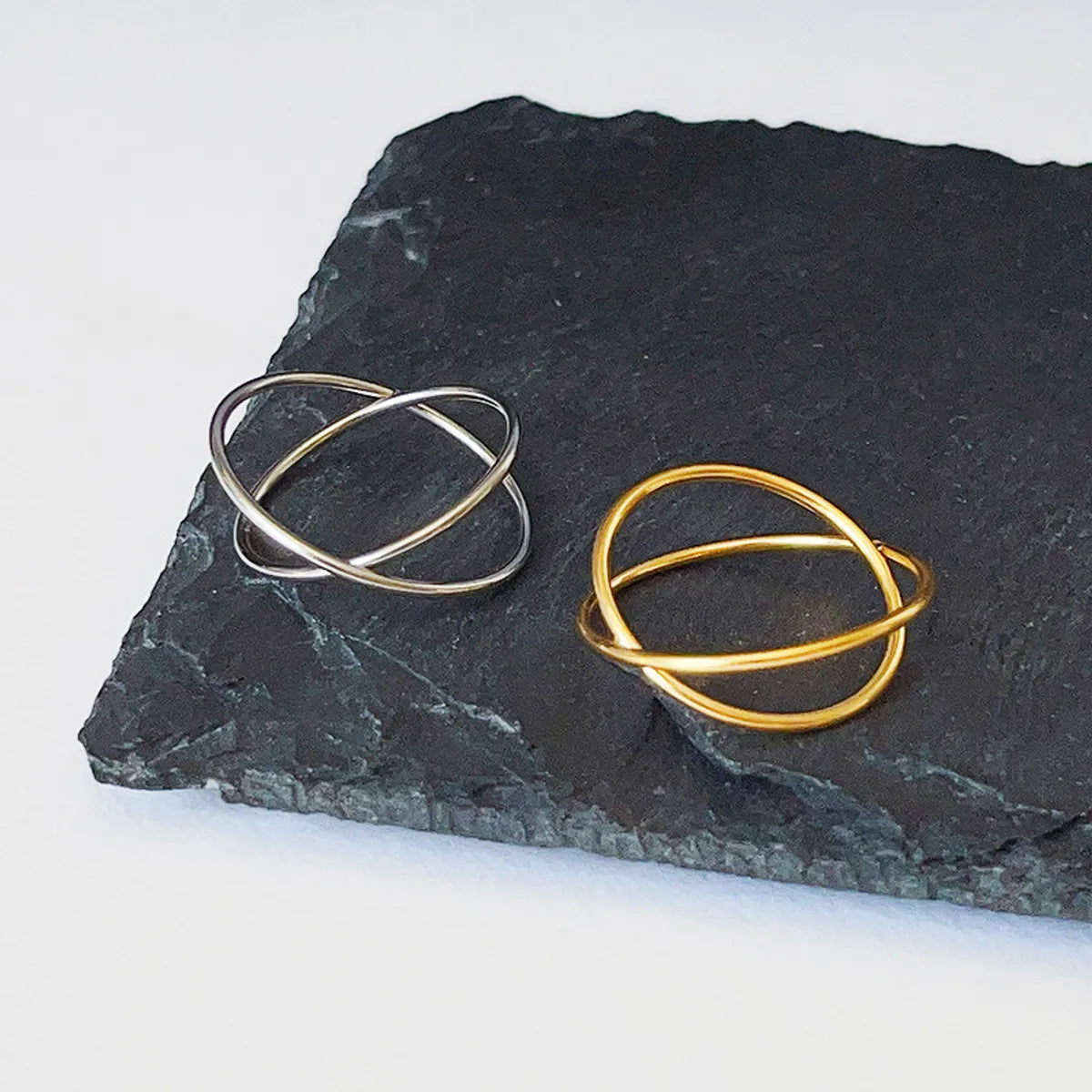 Titanium Steel 18K Gold Plated Simple Style Geometric Rings