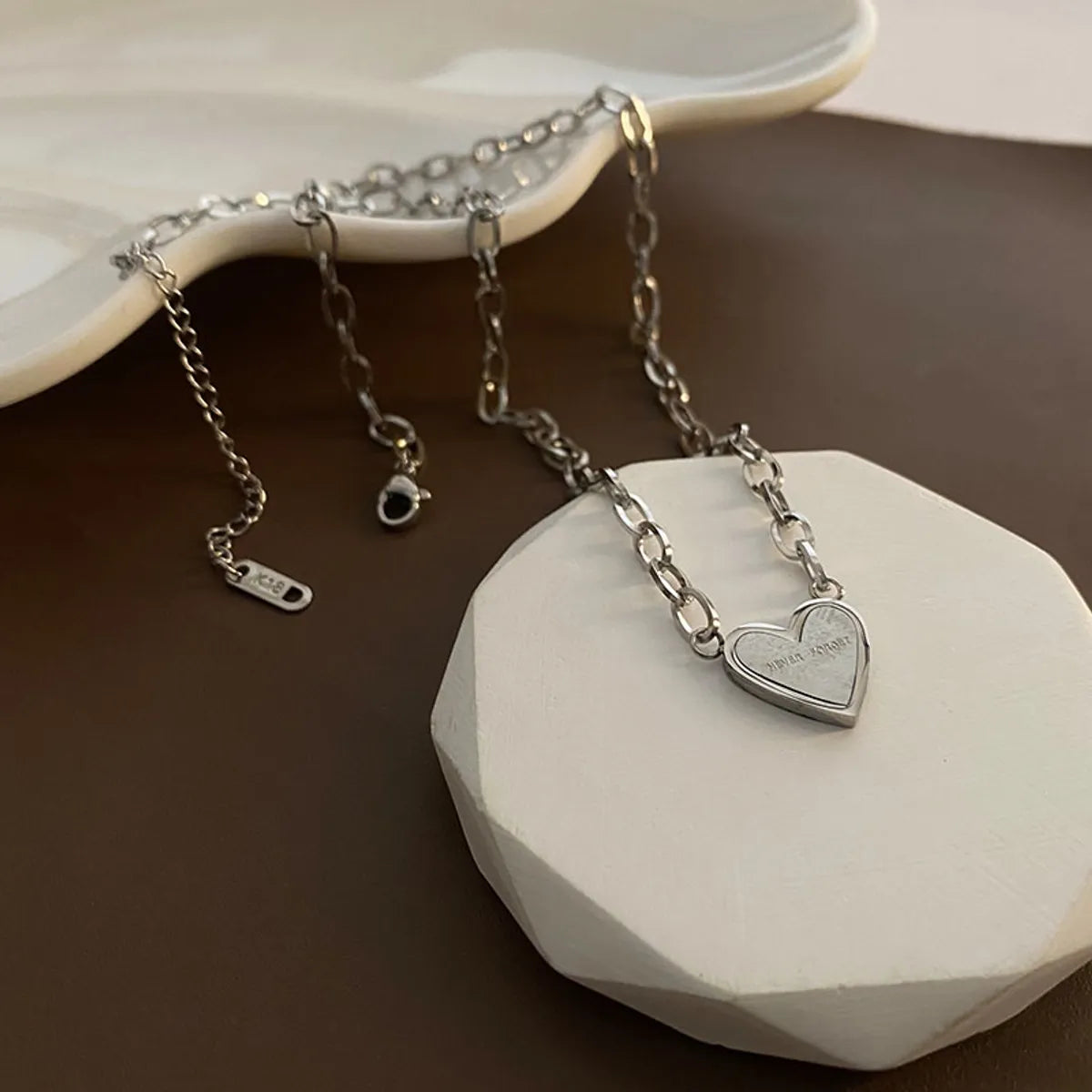 Wholesale Jewelry Simple Style Heart Shape Titanium Steel Titanium Steel 18K Gold Plated Necklace