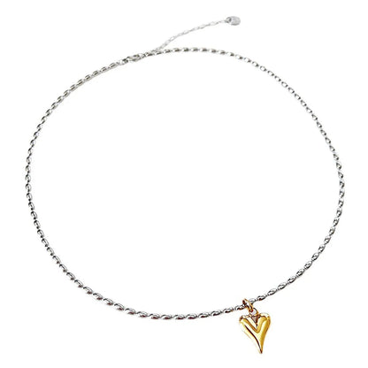 Titanium Steel 18K Gold Plated Simple Style Heart Shape Pendant Necklace