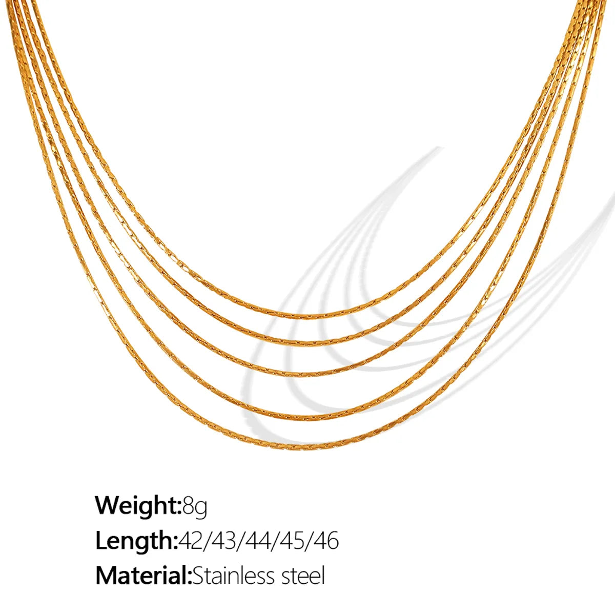 Titanium Steel 18K Gold Plated Simple Style Layered Plating Lines Layered Necklaces