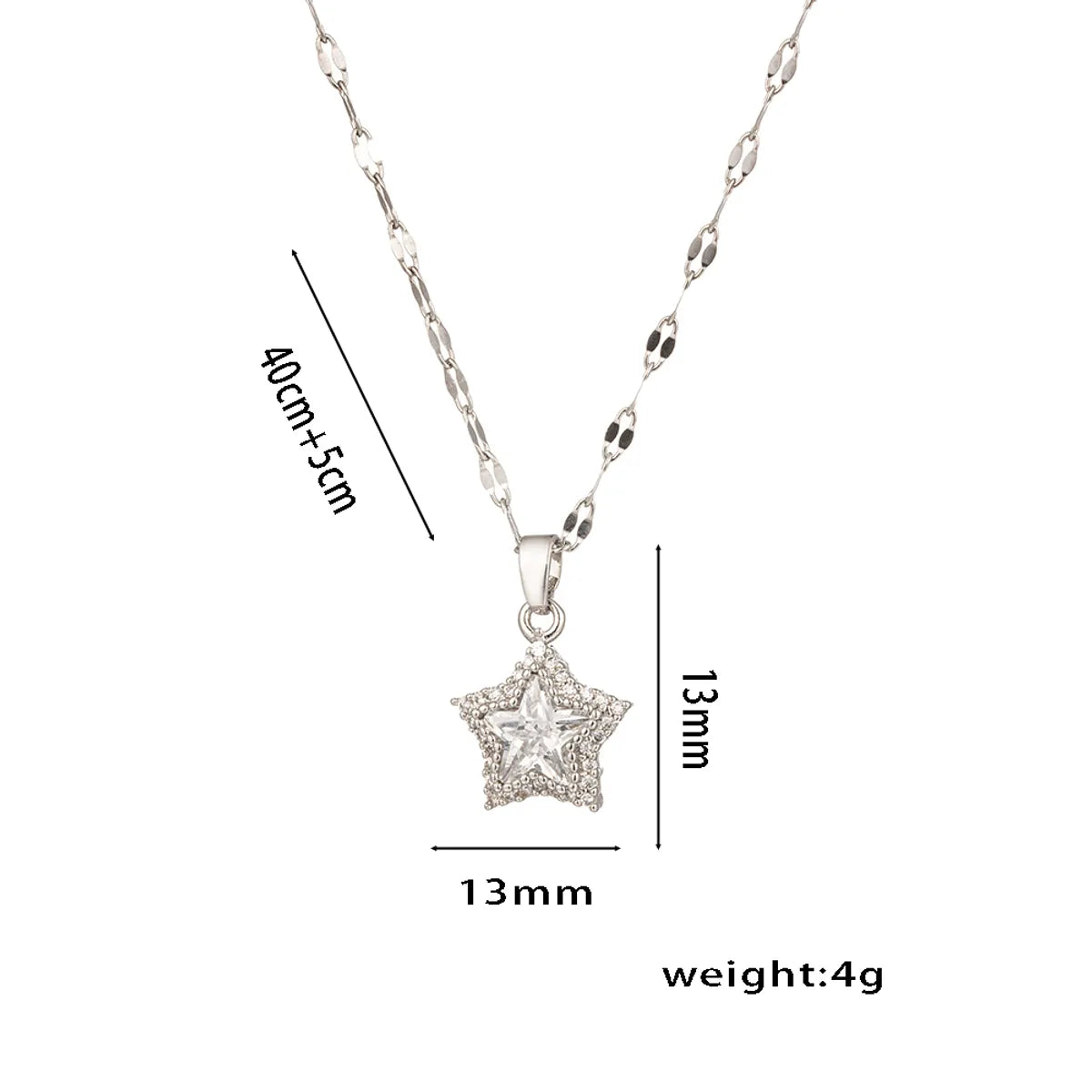 Wholesale Jewelry Simple Style Shiny Star Titanium Steel Zircon 18K Gold Plated Inlay Pendant Necklace