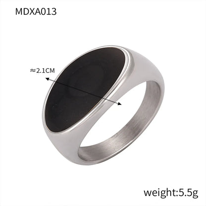 Wholesale Jewelry Streetwear Oval Titanium Steel 18K Gold Plated Enamel Plating Rings