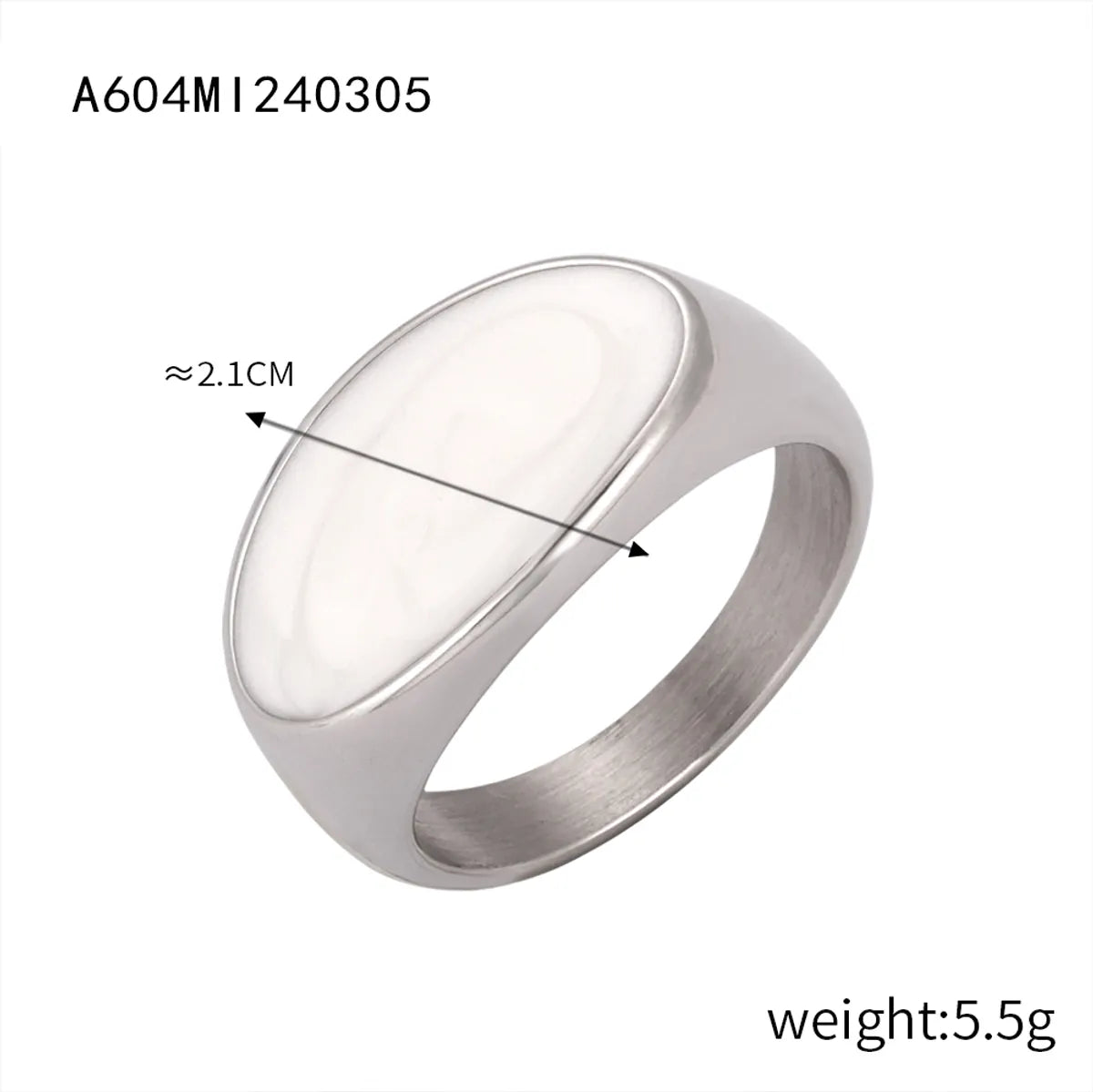 Wholesale Jewelry Streetwear Oval Titanium Steel 18K Gold Plated Enamel Plating Rings