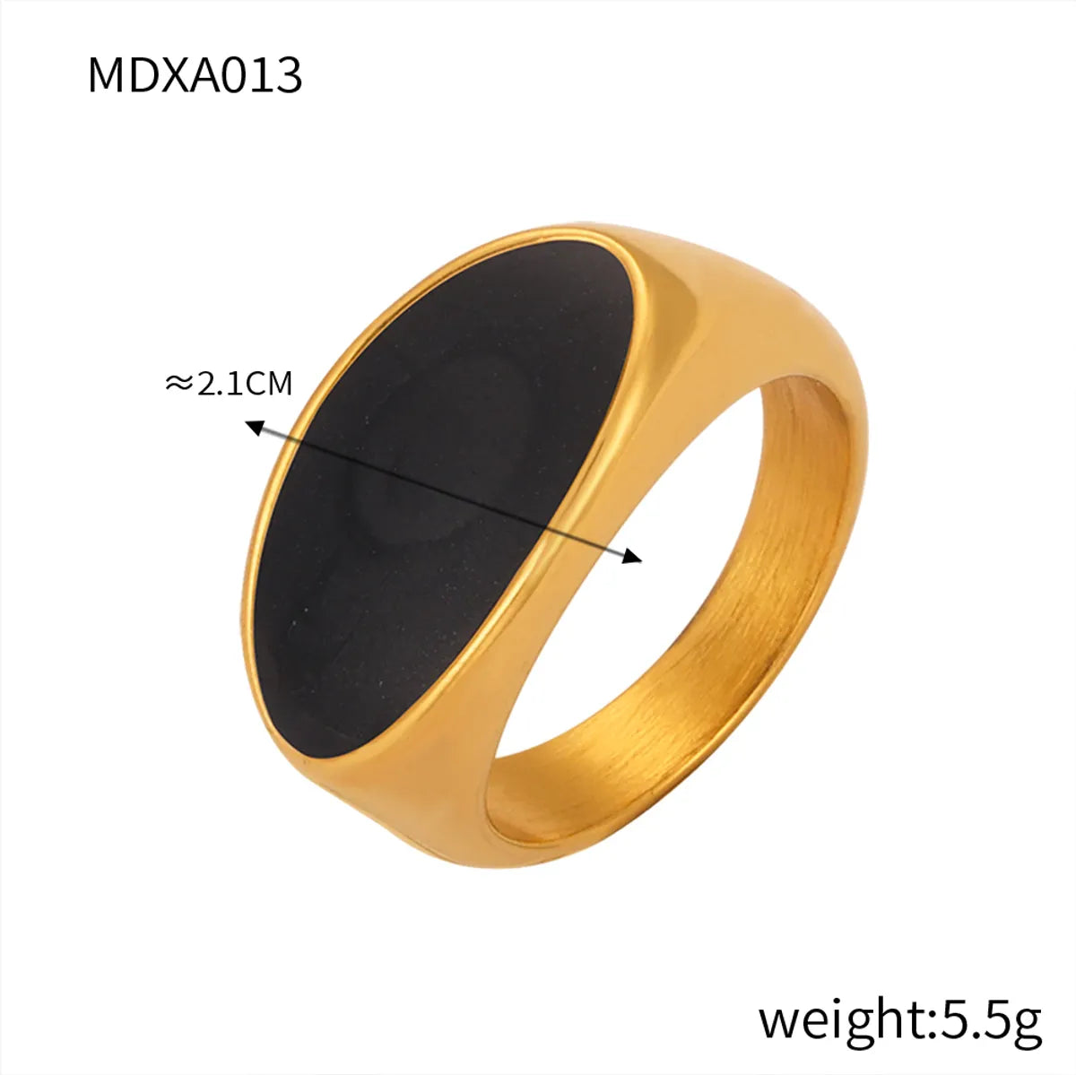 Wholesale Jewelry Streetwear Oval Titanium Steel 18K Gold Plated Enamel Plating Rings