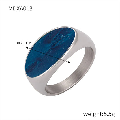 Wholesale Jewelry Streetwear Oval Titanium Steel 18K Gold Plated Enamel Plating Rings