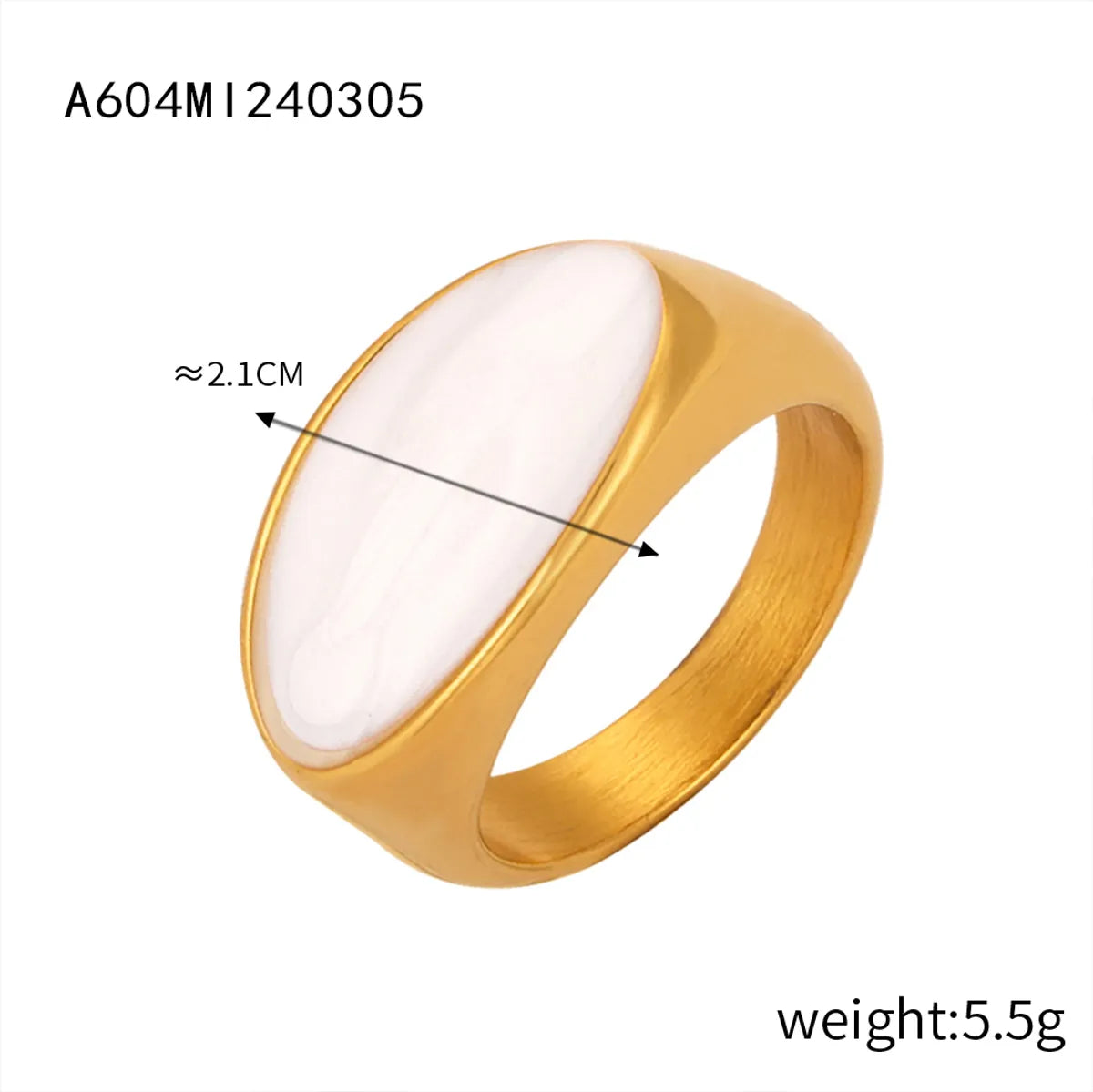 Wholesale Jewelry Streetwear Oval Titanium Steel 18K Gold Plated Enamel Plating Rings