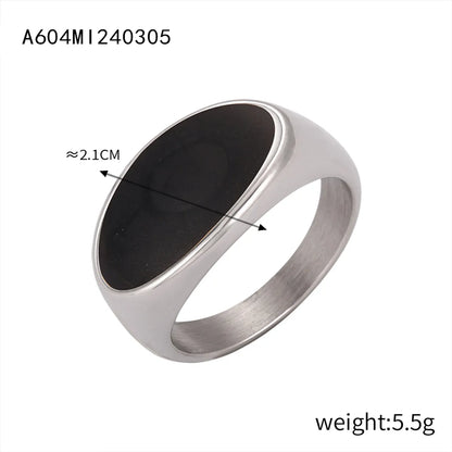 Wholesale Jewelry Streetwear Oval Titanium Steel 18K Gold Plated Enamel Plating Rings