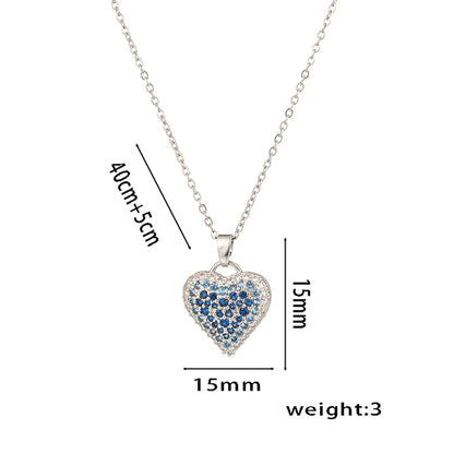 Wholesale Jewelry Sweet Solid Color Titanium Steel Zircon 18K Gold Plated Inlay Pendant Necklace