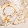 Titanium Steel 18K Gold Plated Sweet Pastoral Inlay Flower Acrylic Jewelry Set