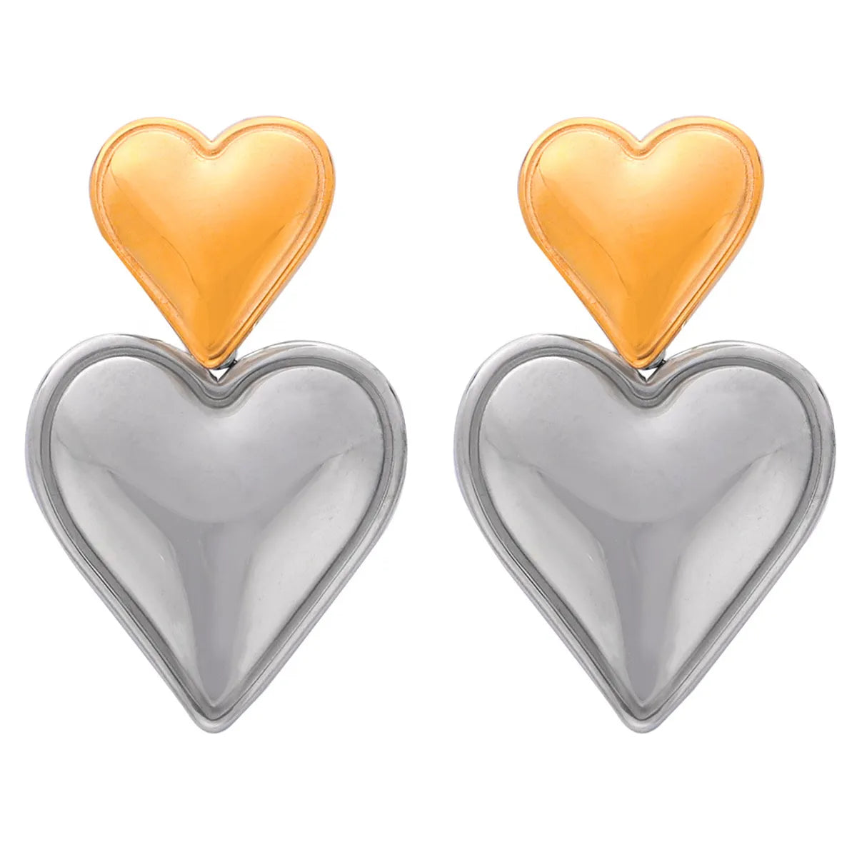 Titanium Steel 18K Gold Plated Sweet Simple Style Heart Shape Earrings Necklace