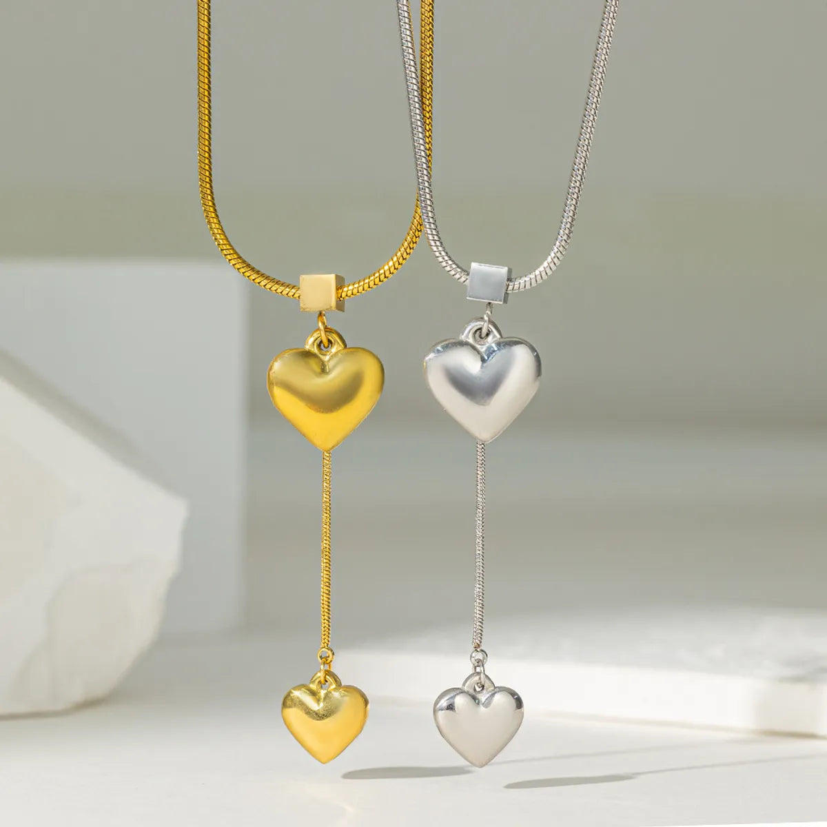 Titanium Steel 18K Gold Plated Vintage Style Simple Style Heart Shape Plating Pendant Necklace