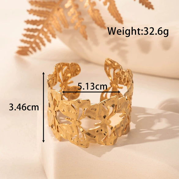 Titanium Steel Adjustable Open Bracelet With High End Style And Electroplating Treatment