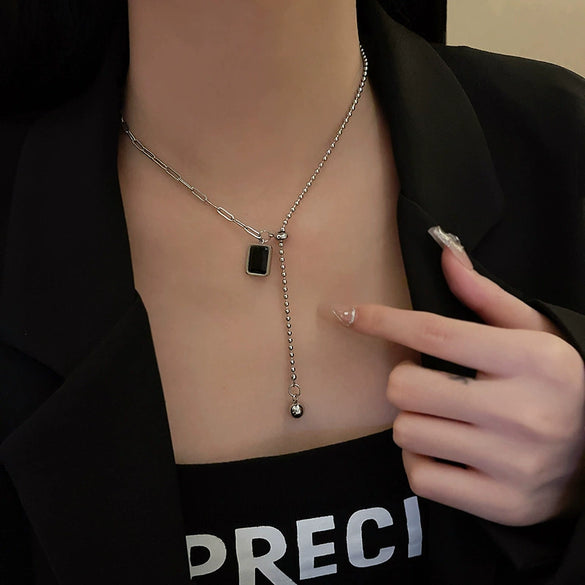 Titanium Steel Alloy Women's Geometric Style Square Clavicle Necklace