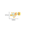 Titanium Steel And Copper Earrings With Inlaid Zircon Heart Bow Bear Design Electroplated For Women Fashion Flower Style