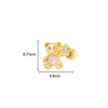 Titanium Steel And Copper Earrings With Inlaid Zircon Heart Bow Bear Design Electroplated For Women Fashion Flower Style