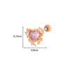 Titanium Steel And Copper Earrings With Inlaid Zircon Heart Bow Bear Design Electroplated For Women Fashion Flower Style