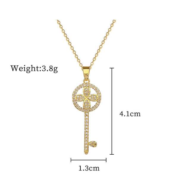 Titanium Steel And Copper Geometric Simple Lucky Necklace With Real Gold Microinlaid And Electroplating For Unisex