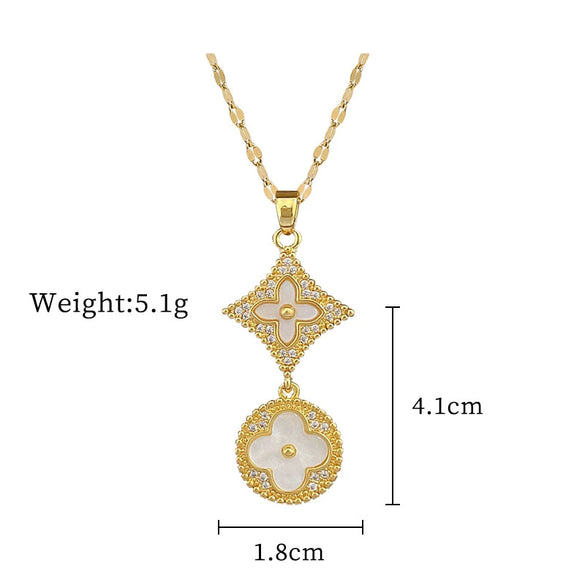 Titanium Steel And Copper Geometric Simple Lucky Necklace With Real Gold Microinlaid And Electroplating For Unisex