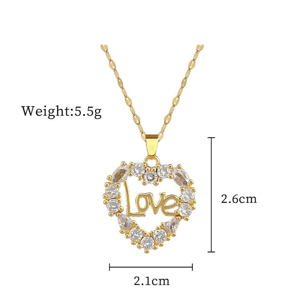 Titanium Steel And Copper Geometric Simple Lucky Necklace With Real Gold Microinlaid And Electroplating For Unisex