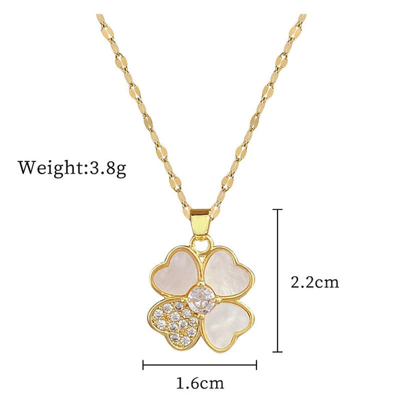 Titanium Steel And Copper Geometric Simple Lucky Necklace With Real Gold Microinlaid And Electroplating For Unisex