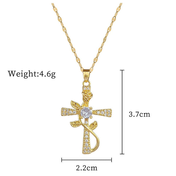 Titanium Steel And Copper Geometric Simple Lucky Necklace With Real Gold Microinlaid And Electroplating For Unisex