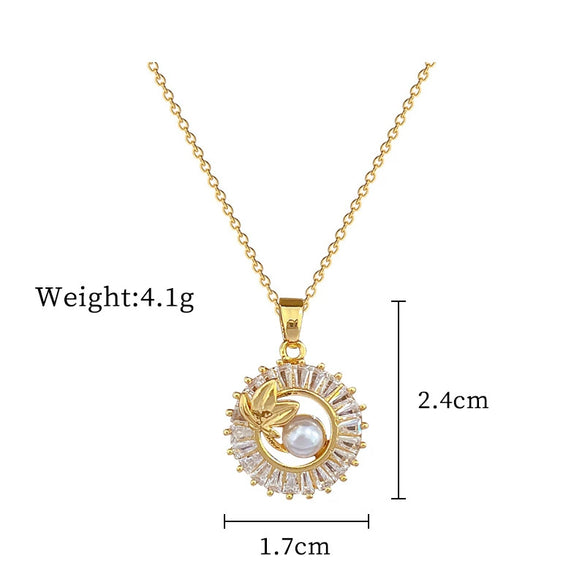 Titanium Steel And Copper Geometric Simple Lucky Necklace With Real Gold Microinlaid And Electroplating For Unisex