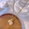Titanium Steel And Copper Gourd Money Bag Pendant Necklace For Women With Electroplating Design
