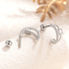 Titanium Steel And Copper Inlaid Zircon Double Arc Women's Earrings With Lovely And Geometric Style