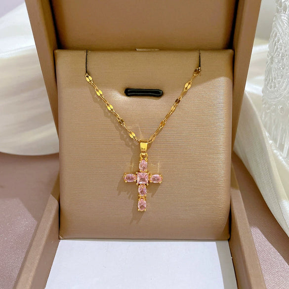 Titanium Steel And Copper Microencrusted Diamond Geometric Cartoon Style Unisex Necklace