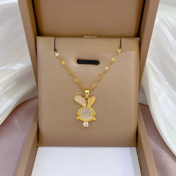 Titanium Steel And Copper Microencrusted Diamond Geometric Cartoon Style Unisex Necklace