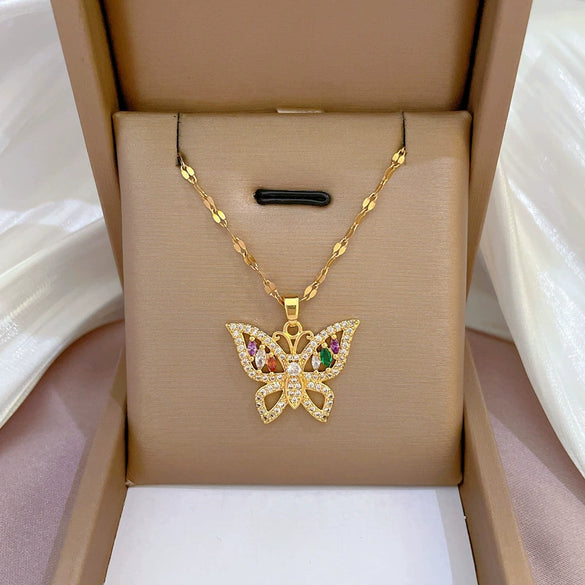 Titanium Steel And Copper Microencrusted Diamond Geometric Cartoon Style Unisex Necklace
