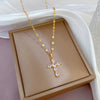 Titanium Steel And Copper Micropaved Cross Geometric Cartoon Style Women's Clavicle Necklace