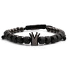 Titanium Steel And Copper Roman Letter Twist Open Bracelet Set With Crown Woven Design Electroplated Fashion Jewelry For Unisex