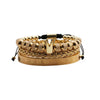 Titanium Steel And Copper Roman Letter Twist Open Bracelet Set With Crown Woven Design Electroplated Fashion Jewelry For Unisex