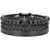 Titanium Steel And Copper Roman Letter Twist Open Bracelet Set With Crown Woven Design Electroplated Fashion Jewelry For Unisex