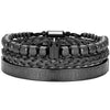 Titanium Steel And Copper Roman Letter Twist Open Bracelet Set With Crown Woven Design Electroplated Fashion Jewelry For Unisex