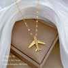 Titanium Steel And Copper Unisex Clavicle Chain With Threedimensional Aircraft Pendant And Geometric Pattern Light Luxury Style