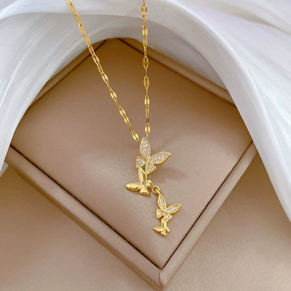 Titanium Steel And Copper Unisex Geometric Heavy Industry Necklace With Microinlaid Real Gold Plating And Diamond Design