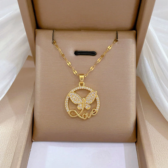 Titanium Steel And Copper Unisex Geometric Heavy Industry Necklace With Microinlaid Real Gold Plating And Diamond Design