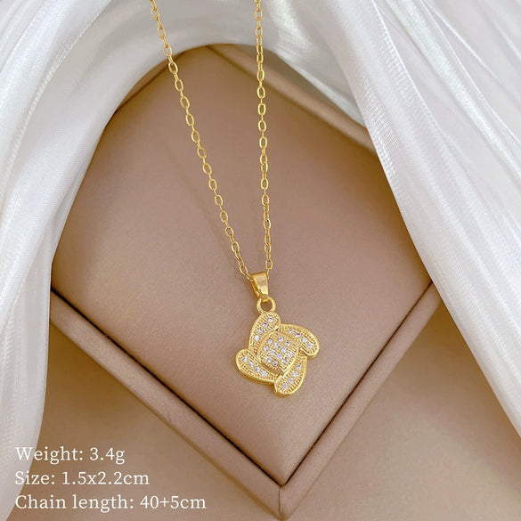 Titanium Steel And Copper Unisex Geometric Heavy Industry Necklace With Microinlaid Real Gold Plating And Diamond Design