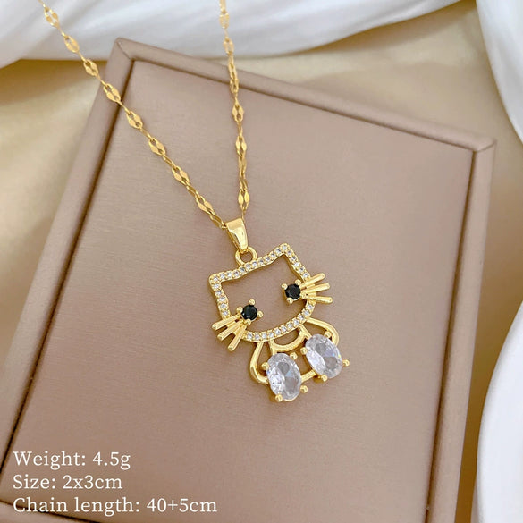 Titanium Steel And Copper Unisex Geometric Heavy Industry Necklace With Microinlaid Real Gold Plating And Diamond Design