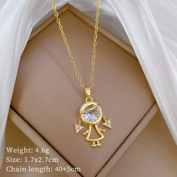 Titanium Steel And Copper Unisex Geometric Heavy Industry Necklace With Microinlaid Real Gold Plating And Diamond Design