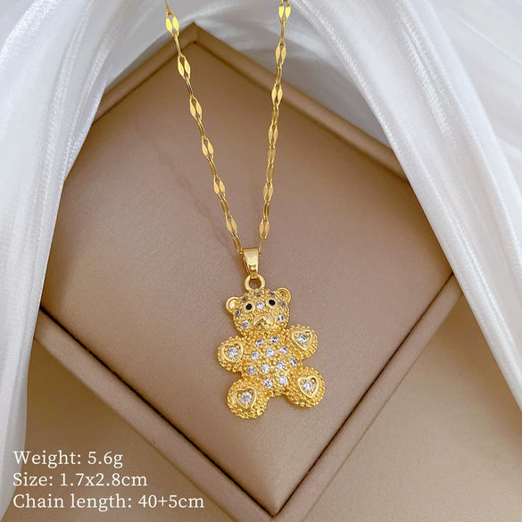 Titanium Steel And Copper Unisex Geometric Heavy Industry Necklace With Microinlaid Real Gold Plating And Diamond Design