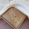 Titanium Steel And Copper Unisex Geometric Heavy Industry Necklace With Microinlaid Real Gold Plating And Diamond Design